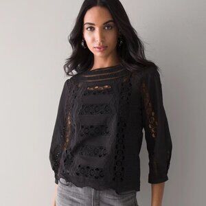 White House Black Market Elegant Black Lace Women's Top Size Medium